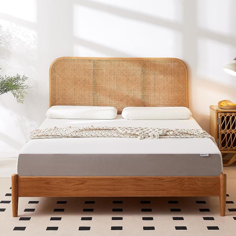 Photo 1 of Amazon Basics Memory Foam Plush Mattress, Queen, White/Grey, 80 x 60 x 8 inches