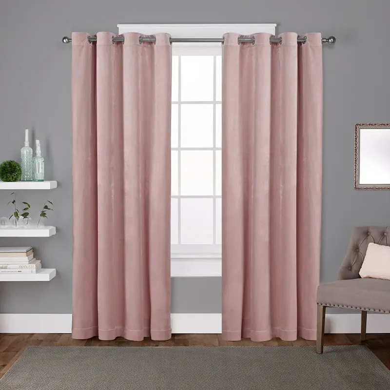 Photo 1 of ambra Velvet Solid Semi-Sheer Grommet Curtain Panels (Set of