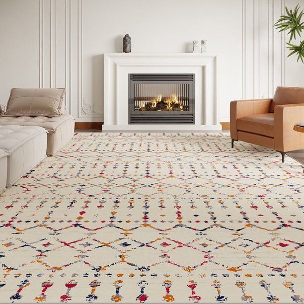 Photo 1 of ****RUG HAS SOME DIRT SPOTS ON BACK***YOUPINS 8'x10' Area Rugs,Large Soft Bohemian Moroccan Area Rugs for Living Room Bedroom Dining Room Modern Decor Carpet,Washable,Colorful 1