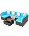 Photo 1 of ***BOX 2 OF 2 ONLY/INCOMPLETE SET***
Pamapic
Black 7-Piece Wicker Outdoor Sectional Set with Coffee Table and Blue Cushions