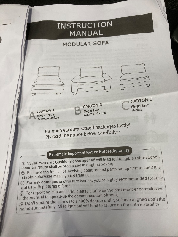 Photo 1 of ***ONLY THREE BOXES, MISSING OTHER BOXES***Sectional Sofa