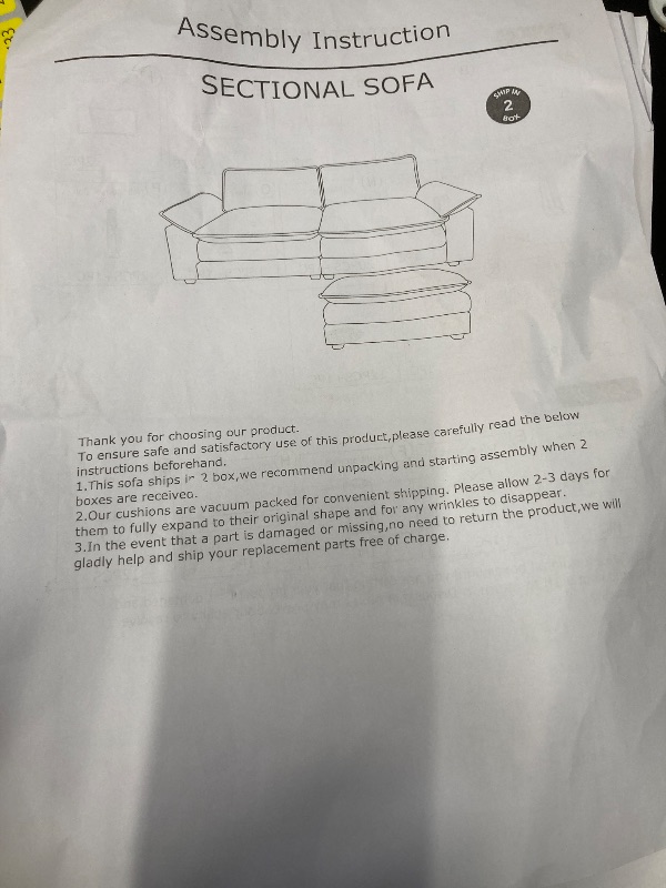 Photo 1 of ***ONLY THREE BOXES, MISSING OTHER BOXES***Sectional Sofa