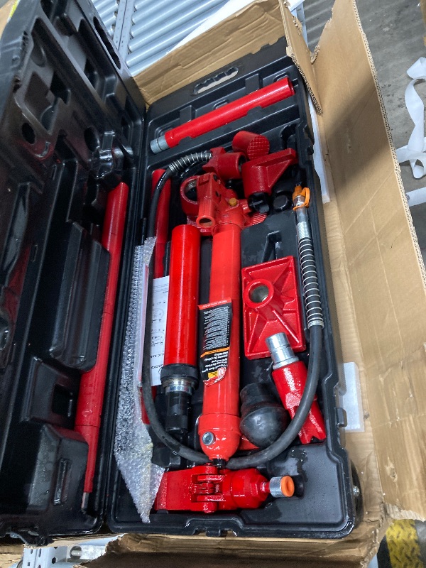 Photo 1 of BIG RED 10 Ton Porta Power Kit, 17-pcs Hydraulic Ram Auto Body Frame Repair Kit with Blow Mold Carrying Storage Case, 20,000 lbs Capacity,Red, T71001L Torin615268710013
