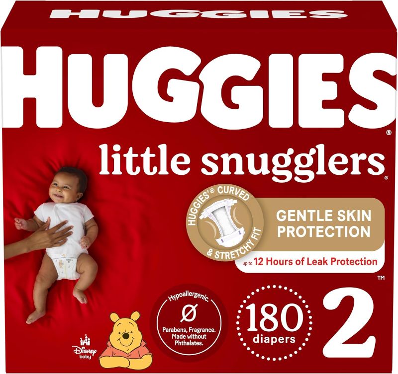 Photo 1 of 
Huggies Size 2 Diapers, Little Snugglers Baby Diapers, Size 2 (12-18 lbs), 180 Ct (3 packs of 60), Packaging May Vary
