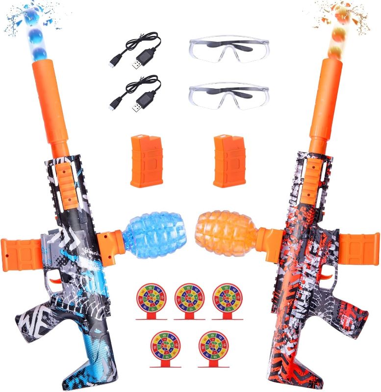 Photo 1 of 2 Pack Splatter Blasters, Full Auto Splat Blaster Toy Kits, 50000+, 10 Rs Per Seconds, 600 Hopper, Outdoor Team Game Activities Toy, 2 Rechargeable Batteries, Age 12+ Year Up