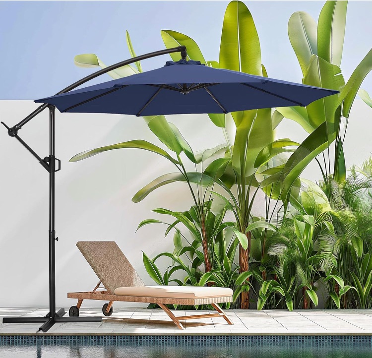 Photo 1 of 10ft Offset Patio Umbrella - Offset Hanging Cantilever Patio Outdoor Market Umbrella UPF50+ UV Protection with Easy Tilt Adjustment and Crank for Pool Deck and Garden (Navy)
