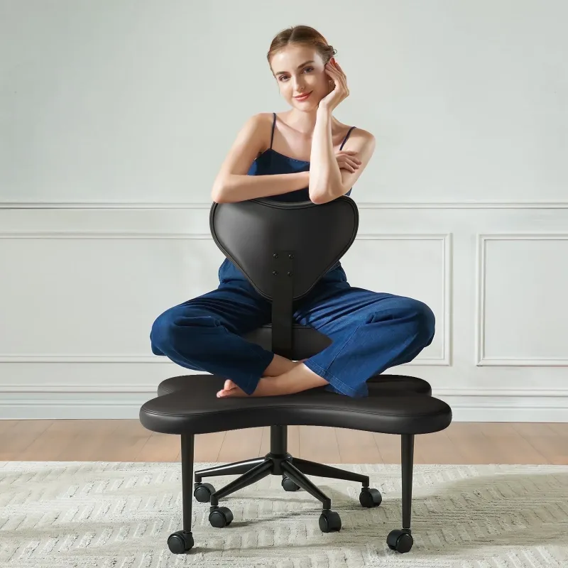 Photo 1 of *see notes*
Pinmoco Ergonomic Cross Legged Swivel Chair, Adjustable Height and PU Leather, Meditation Chair with Back Support, Home and Office, Black
