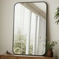 Photo 1 of BEAUTYPEAK 24"x36" Wall Mirror Rounded Corners Hanging Vanity Mirror Black