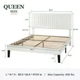Photo 1 of Amolife Queen Size Upholstered Platform Bed Frame with Adjustable Velvet Headboard, Off-White