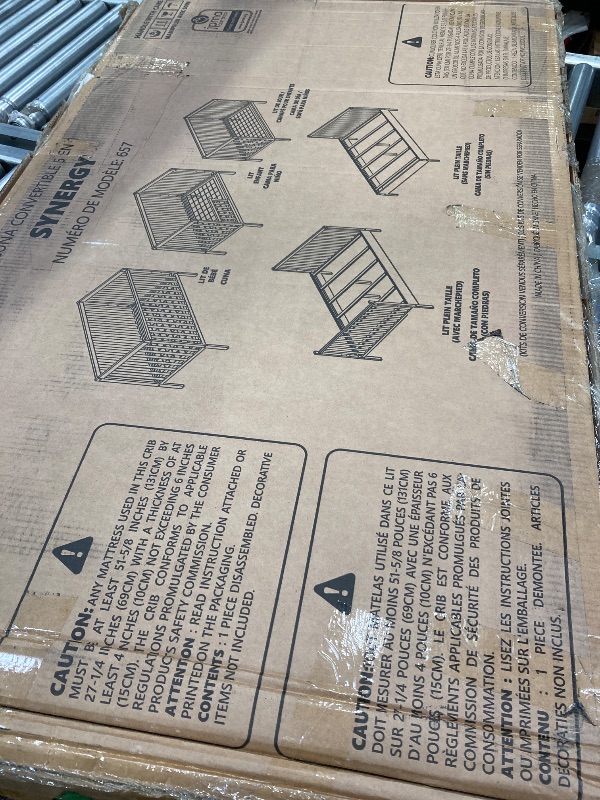 Photo 1 of ***PARTS ONLY***Dream On Me Synergy 5-In-1 Convertible Crib In Black, JPMA & Greenguard Gold Certified, Constructed out of solid reclaimed New Zealand Pine wood, Features 3 mattress height settings