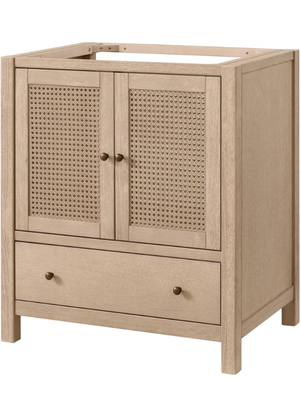 Photo 1 of Alaterre Furniture Lucca 30 Inch Bathroom Vanity - Freestanding Cabinet Without Sink - Small Wood Bathroom Vanity with Large Drawer and Soft-Close Doors - Under Sink Cabinet Only (Natural)