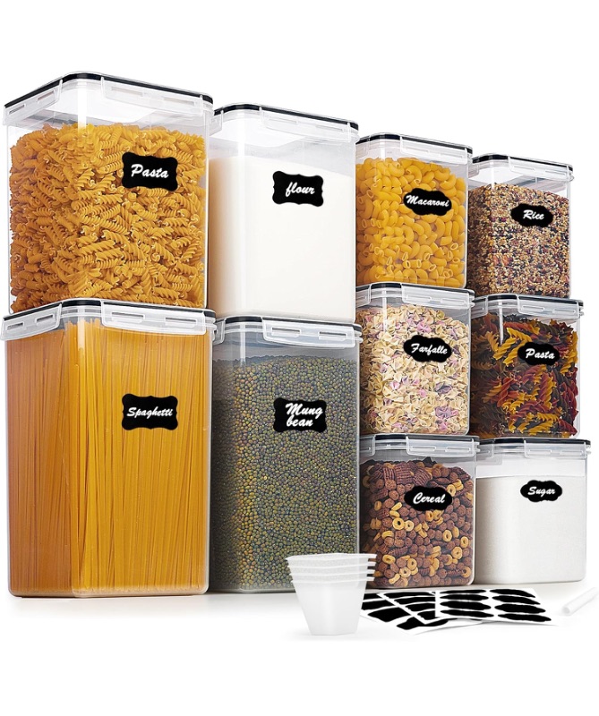 Photo 1 of 10 PCS Flour and Sugar Storage Container, Large Airtight Food Canisters with Lids for Kitchen, Pantry Organization, BPA Free, Black