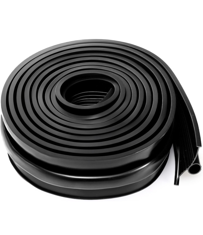 Photo 1 of 20Ft Garage Door Seals Bottom Rubber, Heavy-Duty Weather Stripping Kit, Universal T Ends Threshold Buffering Sealing Rubber, 3 3/4 Inch Width