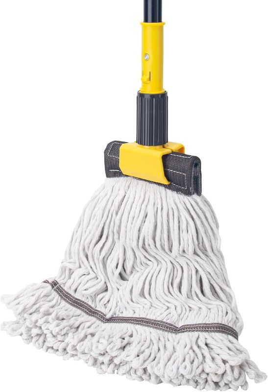 Photo 1 of  Heavy Duty Commercial Mops for Floor Cleaning,Looped-End String Industrial Mop with Long Handle, Cotton Wet Mop for Home, Kitchen, Garage, Office and Concrete/Tile Floor