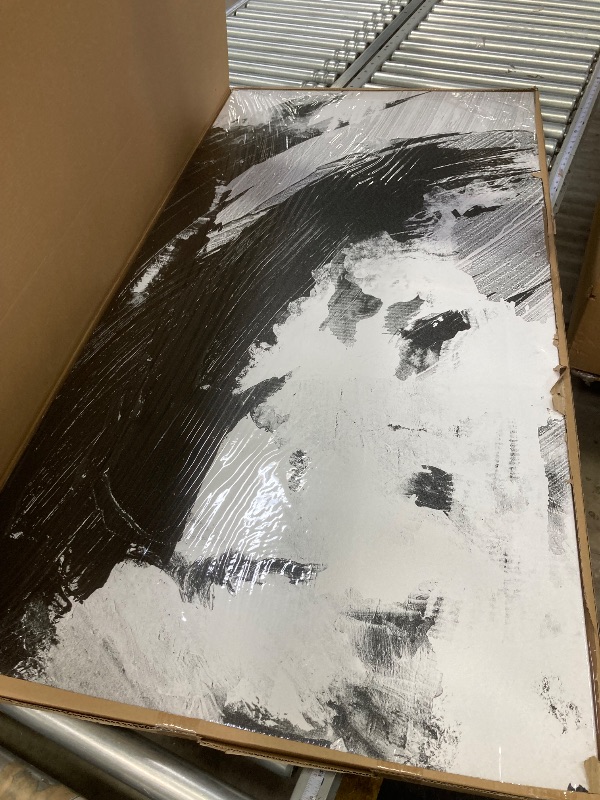 Photo 1 of 60x30" black and white minimalistic canvas painting print