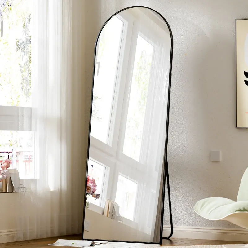 Photo 1 of BEAUTYPEAK Arched Full Length Floor Mirror 59.1"x16" Full Body Standing Mirror,Black