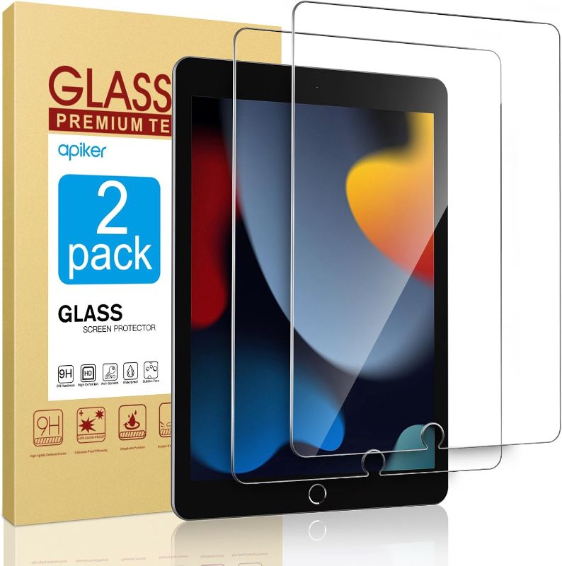 Photo 1 of 2 Pack Screen Protector for iPad 9th 8th 7th Generation 10.2 Inch, Tempered Glass Film for iPad 9 8 7 (2021/2020/2019), Case Friendly & Apple Pencil Compatible