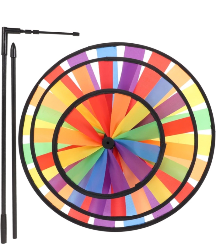 Photo 1 of 1Pc Large Colorful Rainbow Windmill Cloth Three Layers Rotary Wind Spinner for Outdoor Garden Decor for Decoration