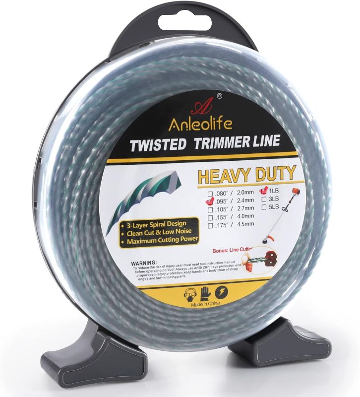 Photo 1 of A ANLEOLIFE 1-Pound Heavy Duty Twisted .095-inch-by-393-ft Dual Core String Spiral Trimmer Line Donut, with Bonus Line Cutter