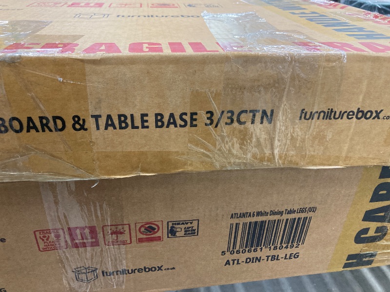Photo 1 of ****MISSING BOX 1 OF 3, THERE ARE ONLY TWO BOXES***Edzard Chrome & White High Gloss Dining Table Set with 4 Luxury Faux Leather Dining Chairs