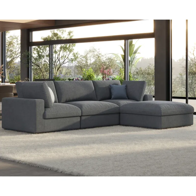 Photo 1 of **BOX 3 OF 4 ONLY**
Modechai Sectional Sofa, 114? Down Filled Sofa, 4 Seats L Shaped Couch with Chaise, Ottoman