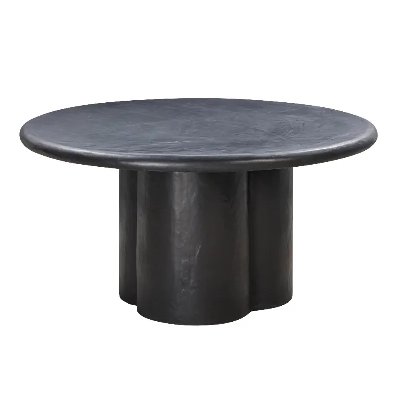 Photo 1 of ****THIS IS THE BASE ONLY****Elika Faux Plaster Round Dining Table - Elegant, Durable Design for Indoor and Outdoor Gatherings - Black