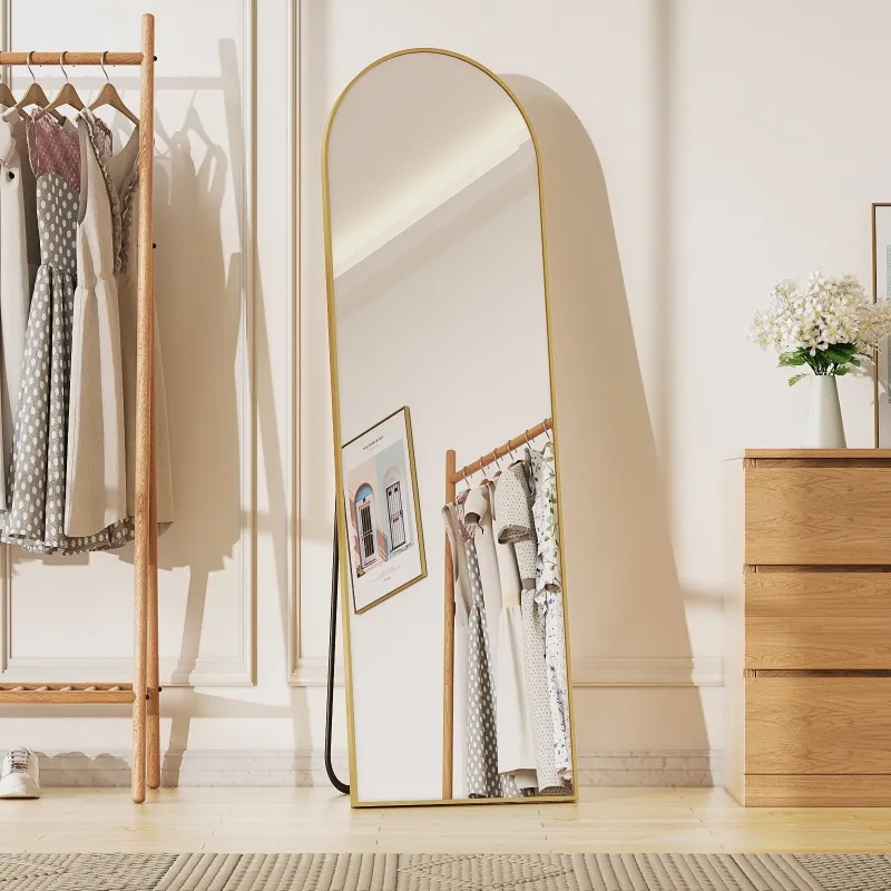 Photo 1 of BEAUTYPEAK 59"x 16" Full Length Mirror Arched Standing Floor Mirror Full Body Mirror,Gold