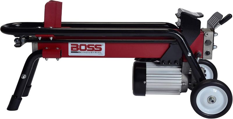 Photo 1 of 7 Ton Lightweight Portable High Powered Hydraulic Electric Firewood Log Splitter with Rubber Wheels for Home, Garage, or Cabin, Red