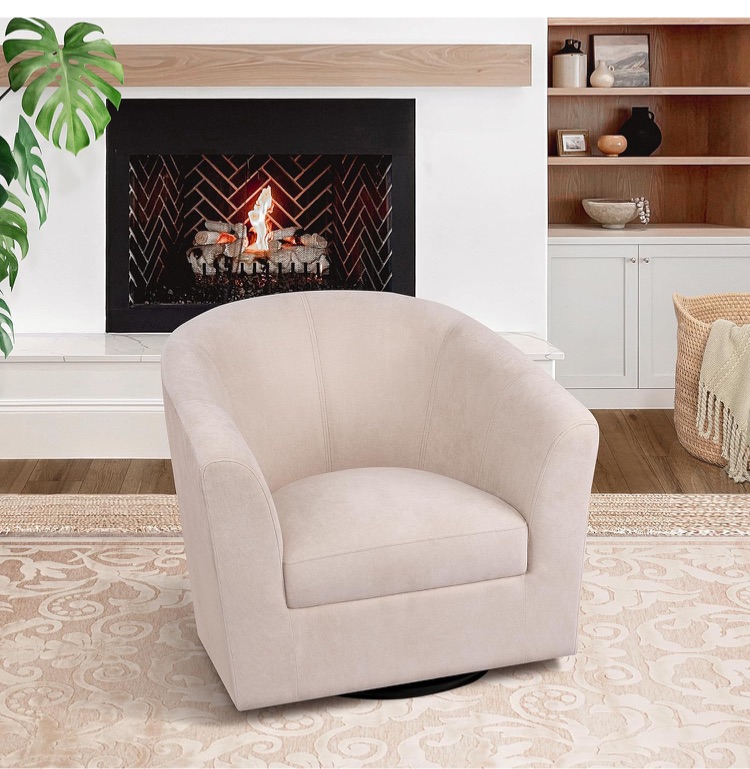 Photo 1 of Ariana 360 Degree Swivel Barrel Chair Swivel Accent Chair for Living Room with Armrest Small Accent Chair for Home Barrel Chairs Chairs Living Room Linen Microfiber