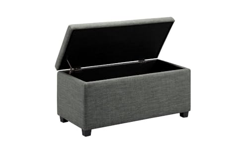 Photo 1 of Amazon Basics Upholstered Storage Rectangular Ottoman and Entryway Bench, Polyester, Charcoal Gray, 35.5"W x 16.5"D x 17"H