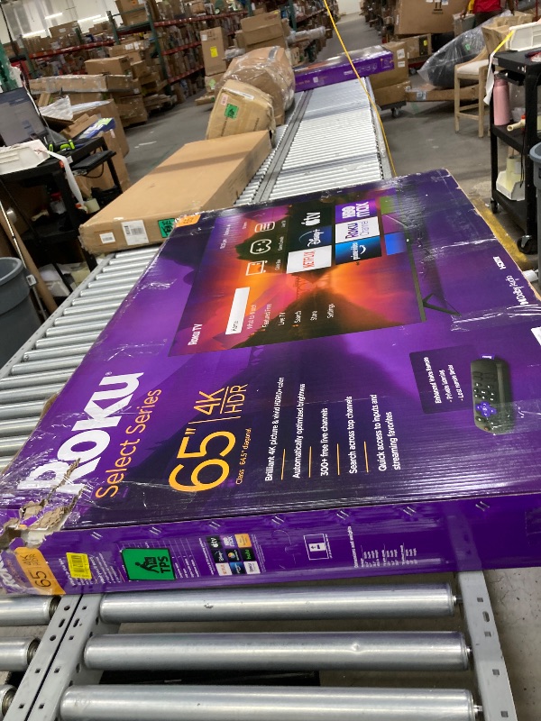 Photo 1 of ****BROKEN SCREEN****Roku Smart TV – 65-Inch Select Series 4K HDR RokuTV with Roku Enhanced Voice Remote, Brilliant 4K Picture, Automatic Brightness, & Seamless Streaming – Live Local News, Sports, Family Entertainment