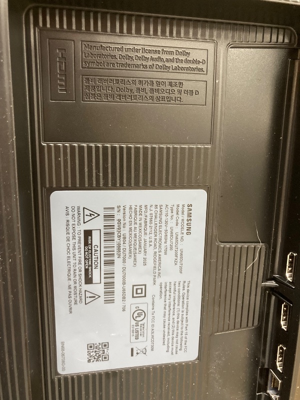 Photo 1 of ***PARTS ONLY***
SAMSUNG 65-Inch Class Crystal UHD 4K DU7200 Series HDR Smart TV w/Object Tracking Sound Lite, PurColor, Motion Xcelerator, Mega Contrast, Q-Symphony (UN65DU7200, 2024 Model)