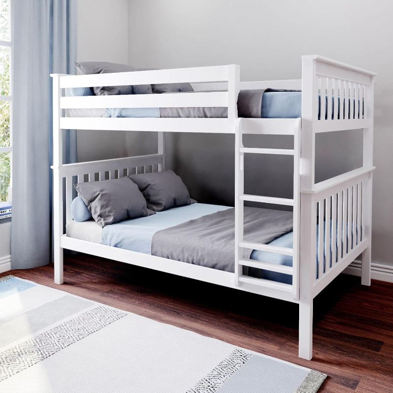 Photo 1 of ***PARTS ONLY***
Max & Lily Full Over Full Bunk Bed with Ladder, Solid Wood Platform Bed Frame for Kids, 14" Safety Guardrails, Easy Assembly, No Box Spring Needed, White
