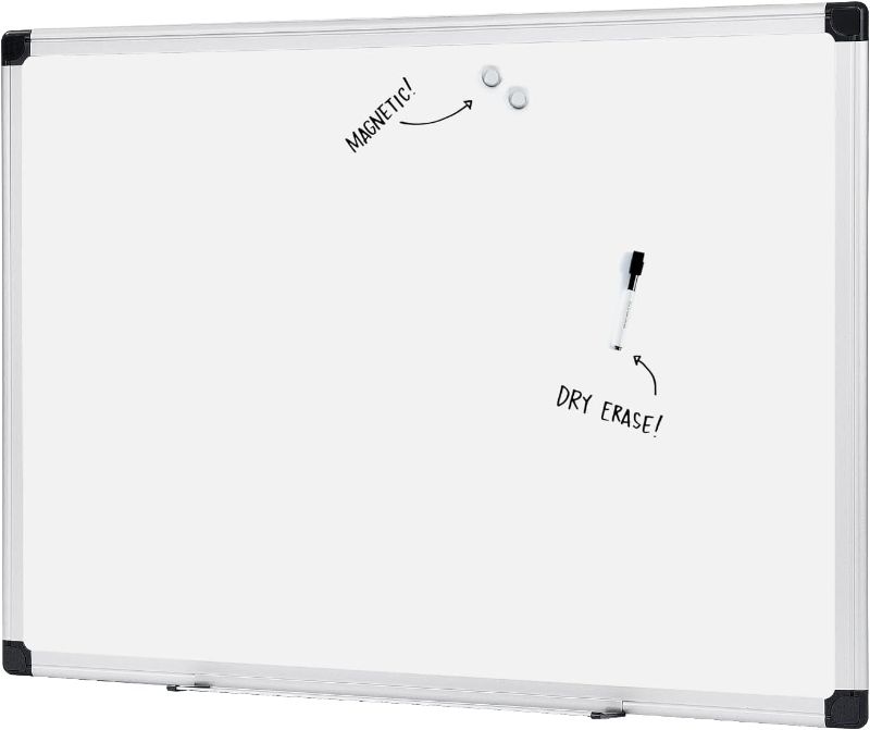 Photo 1 of Amazon Basics Magnetic Dry Erase Whiteboard, 36"W x 24"H, Aluminum Frame, Silver/White