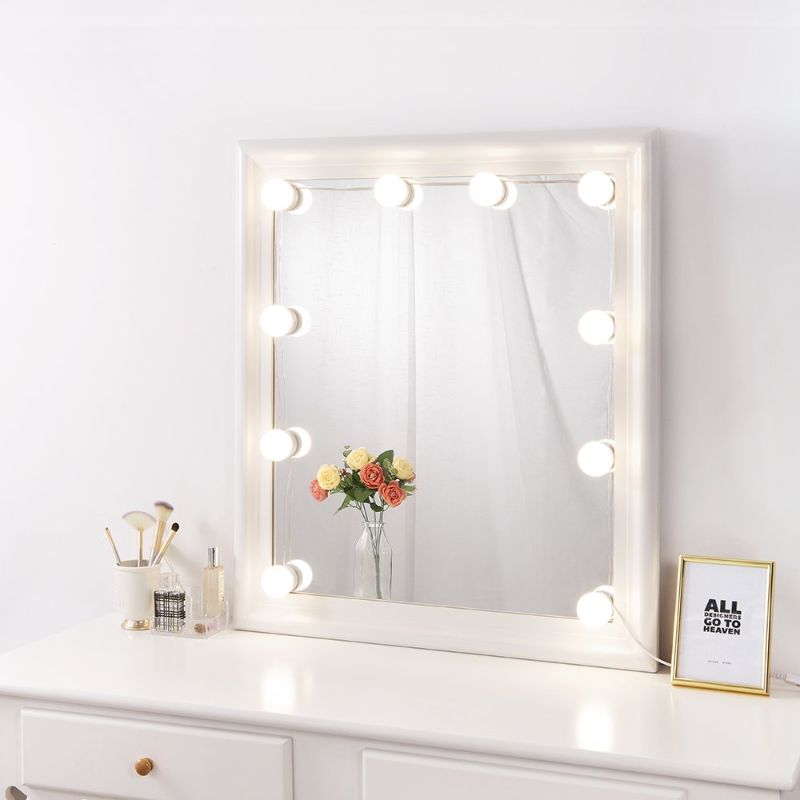 Photo 1 of ***MISSING TWO BULBS***RNKR DIY Hollywood Lighted Makeup Vanity Mirror Dimmable Lights Stick on LED Mirror Light Kit for Vanity Set Plug in Makeup Light for Bathroom Wall
