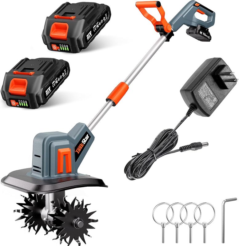 Photo 1 of *****see comment******Cordless Tiller for Gardening 360 RPM Rototiller TH4000 Cultivator TaskStar Electric Garden Tiller Battery Powered Total 4000mAh,48 Heavy-Duty Steel Tines for Smooth Ground Breaking,Tending,Composting