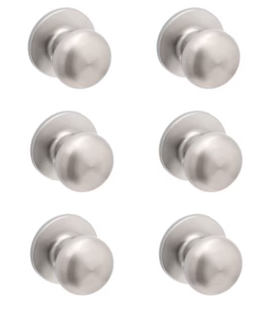Photo 1 of RELIABILT Baron Satin Nickel Interior Hall/Closet Passage door knob Contractor pack 6 -Pack