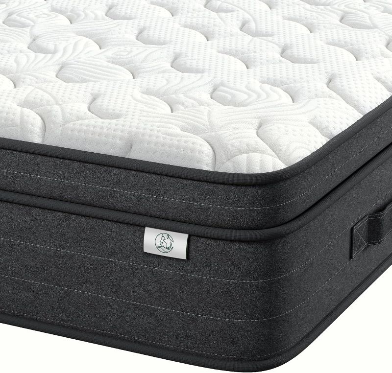 Photo 1 of 10 Inch Twin Size Mattress in a Box for Back Pain, Medium Firm Feel Fiberglass Free Hybrid Mattress with Individual Pocket Springs and Pressure-Relieving Memory Foam, Grey, 120-Night Trial