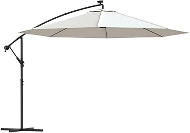 Photo 1 of ***MISSING ALL HARDWARE**vidaXL Cantilever Garden Umbrella with LED Lights | Solar-Powered Parasol | Anti-Fade Polyester Fabric | Easy to Operate with Tilting Mechanism | Sturdy Metal Pole | Diameter 114.2” | sAND