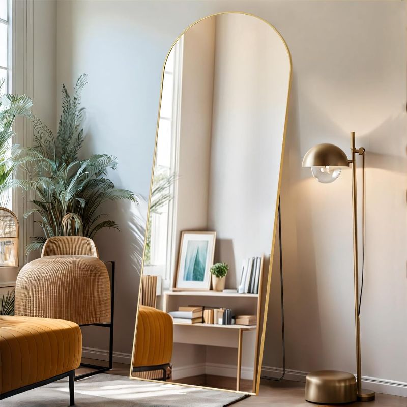 Photo 1 of Arched Mirror Full Length, 21"x64" Body Wall Mirrors with Shatter-Proof Glass, Floor Standing, Hanging or Leaning, Large Tall Arch Mirror with Stand Aluminum Alloy Frame for Bedroom Cloakroom