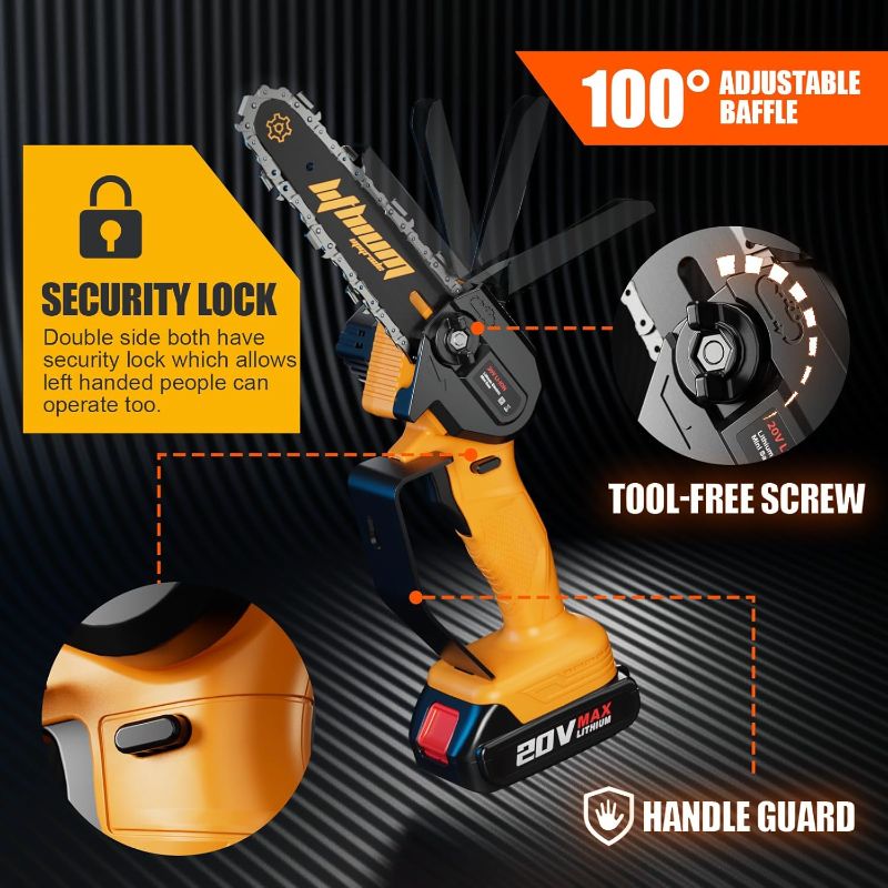 Photo 1 of **NO CHARGER** Mini Chainsaw 6-Inch with 2 Battery Mini Electric Chain Saws Cordless Handheld Portable Small Chainsaw for Wood Cutting
