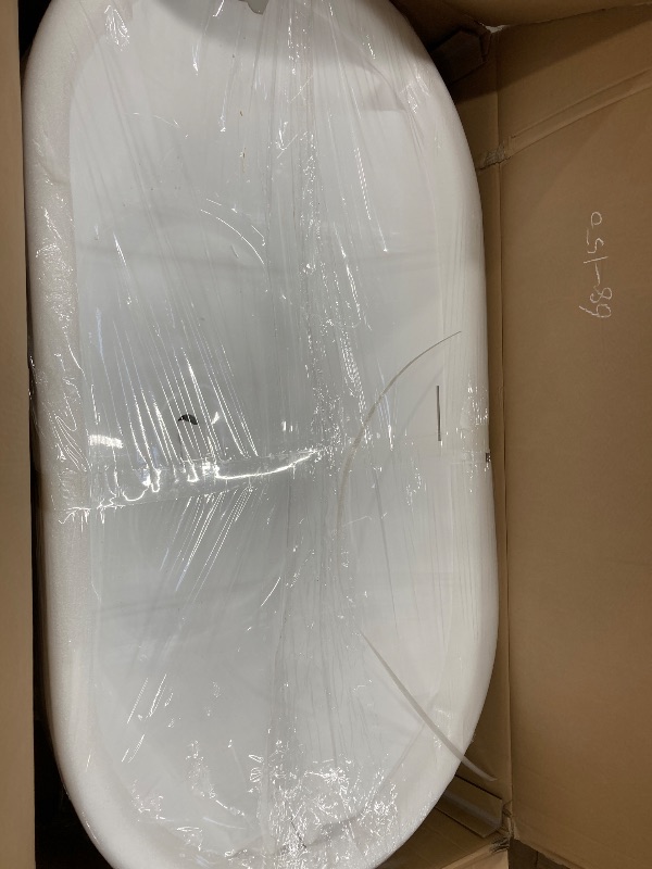 Photo 1 of 59" Free Standing Tub, Pure Acrylic Freestanding Bathtub, Stylish Stand Alone Contemporary Deep Soaking Bath Tub, cUPC Certified SY6850 (Glossy White)
