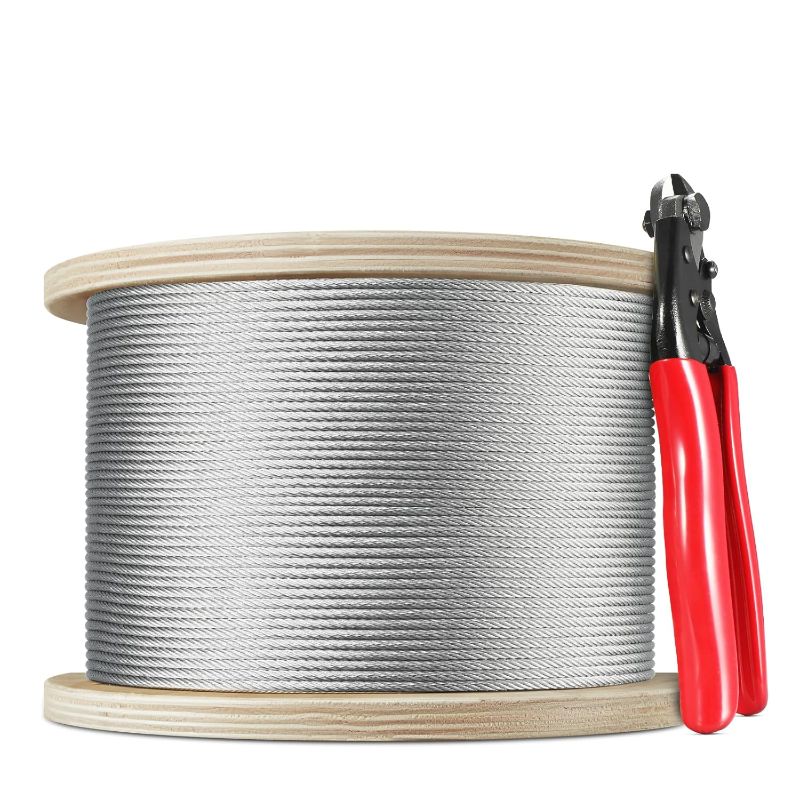 Photo 1 of 1/8" T316 Stainless Steel Cable, Stainless Steel Wire Rope 1000FT, Aircraft Cable 1 x 19 Strands Construction for Deck Railing, Fence and DIY Balustrade