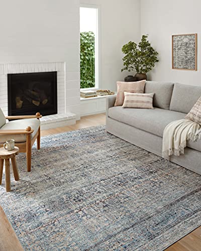 Photo 1 of Amber Lewis X Loloi Billie Bil-05 10' X 14' Area Rug - Denim, Rose
