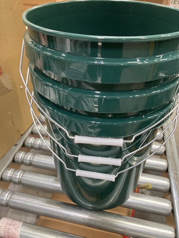 Photo 1 of  5 Gallon Green Bucket Pail Container 3 packs