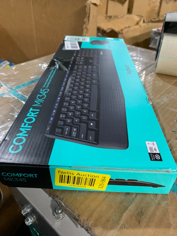 Photo 1 of (Incomplete item) Logitech MK345 Wireless Keyboard and Mouse Combo with Palm Rest, 2.4 GHz USB Receiver, Compatible with PC, Laptop, Black
