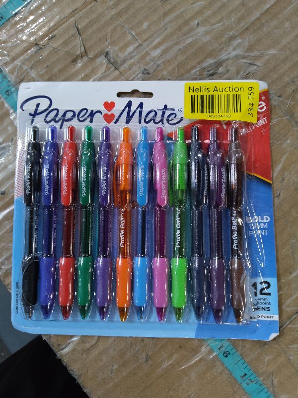 Photo 1 of Paper Mate Profile Retractable Ballpoint Pens Bold (1.4mm) Assorted Colors 12 Count