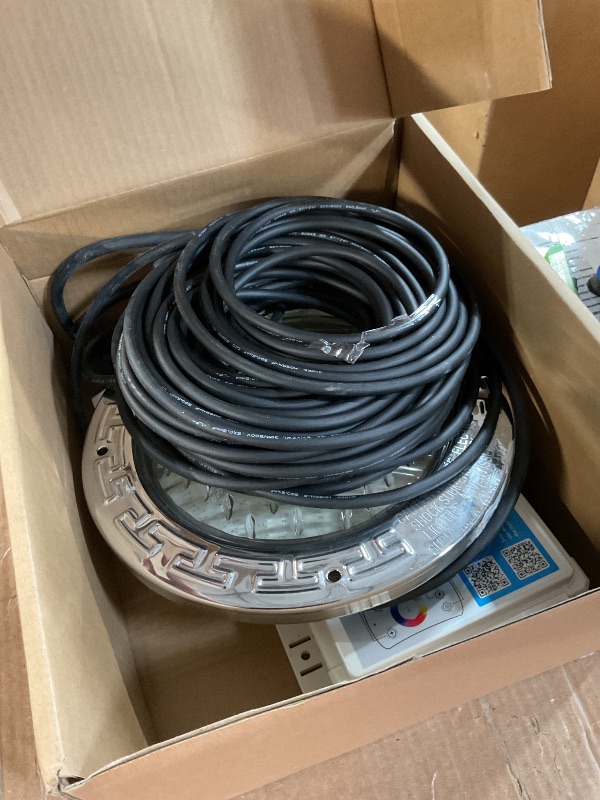 Photo 1 of HQUA PN01DC 120V AC Remote Control LED RGBW Color Change Inground Pool Light, 10 Inch 50W with 100 Feet Cord, UL Listed Transformer Included, Fit for 10" Large Wet Niches.