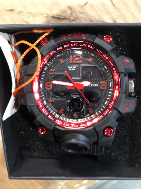 Photo 1 of (second hand does not work) LYMFHCH Men's Analog Sports Watch, LED Military Digital Watch Electronic Stopwatch Large Dual Dial Time Outdoor Army Wrist Watch Tactical