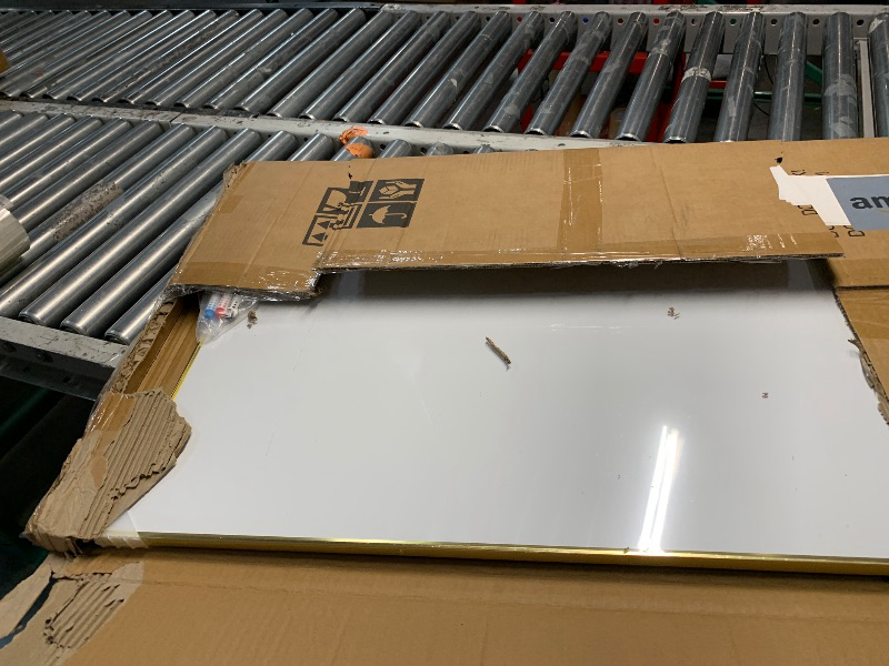 Photo 1 of (HOLES) (DAMAGED) QUEENLINK Magnetic Whiteboard, 36"x24" Gold Aluminum Frame Dry Erase White Board for Wall, Large Wipe Board with 6 Magnets, 4 Markers & 1 Eraser for Home and Office